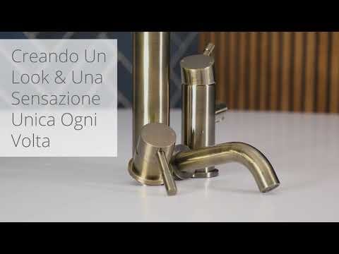 Miscelatore Moderno con Erogatore Vasca e Scarico – Ottone Spazzolato - Clarus