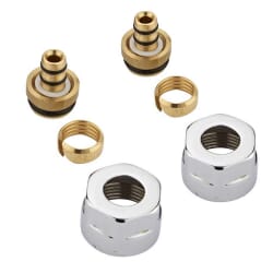 Coppia di Valvole Termostatiche Angolari con Adattatore per Radiatori e Scaldasalviette - Multistrato 14mm - Cromate