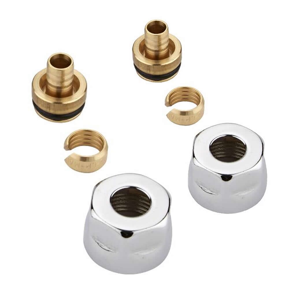 Paio di Valvole Termostatiche a Squadra con Adattatore per Radiatori e Scaldasalviette - Pex e Multistrato 12mm