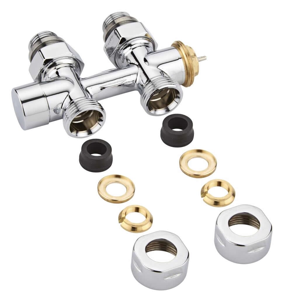 Valvole Termostatiche Diritte per Radiatori e Scaldasalviette con Attacco Centrale Complete di Adattatori per Tubi in Rame da 12mm - Multiblock H
