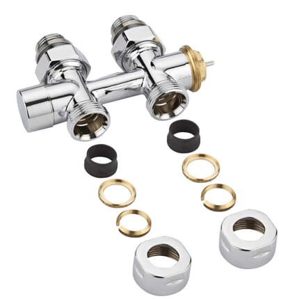 Valvole Termostatiche Diritte per Radiatore o Scaldasalviette con Attacco Centrale Complete di Adattatore Tubi in Rame da 16mm - Multiblock H