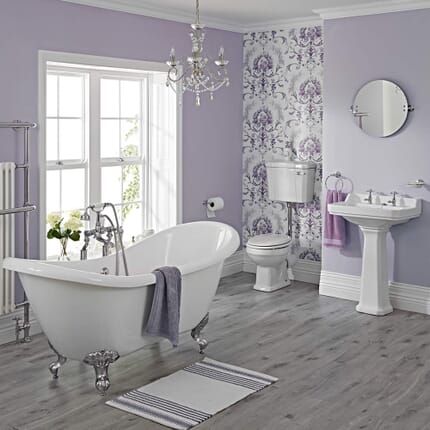 Set Bagno con Vasca, Rubinetteria, Lavabo a 2 Fori e Sanitario - Carlton