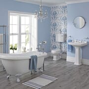 Set Bagno con Vasca, Lavabo a 2 Fori, Sanitario con Cassetta Bassa e Rubinetteria - Carlton