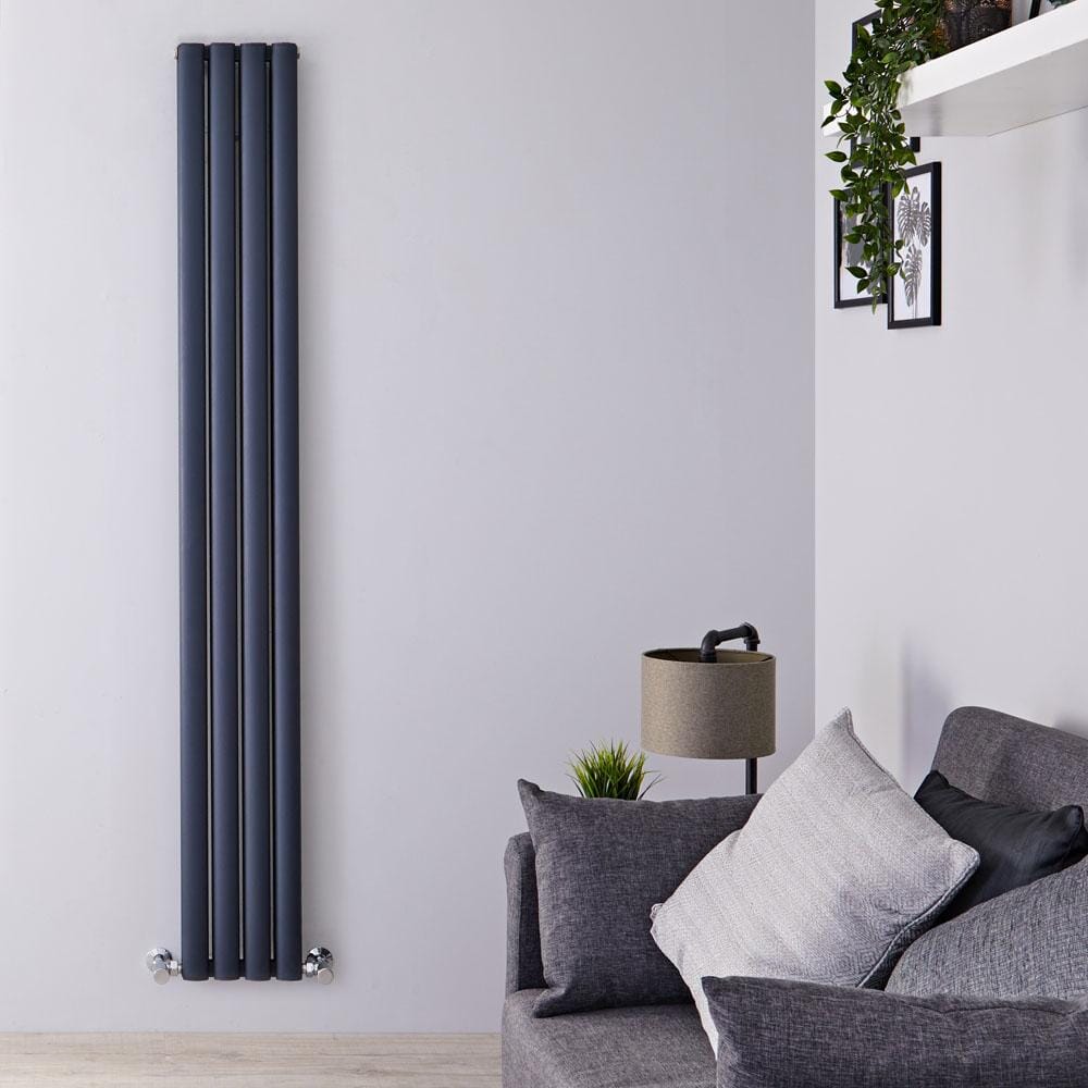 Hudson Reed Revive - Radiatore di Design in Alluminio Verticale (Pannello Doppio) 1800mm x 350mm - Antracite