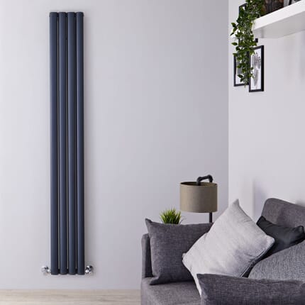 Radiatore di Design Verticale Moderno - Pannello Doppio - Antracite - 1800mm x 230mm - Revive Air