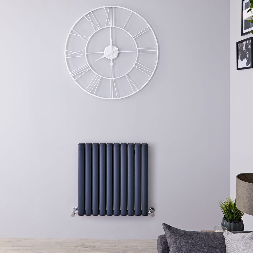 Radiatore di Design Orizzontale Moderno - Pannello Doppio - Antracite - 600mm x 590mm - Revive Air