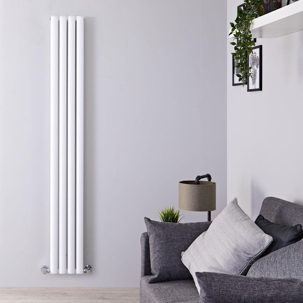 Hudson Reed Revive - Radiatore di Design in Alluminio Verticale (Pannello Doppio) 1800mm x 230mm - Bianco
