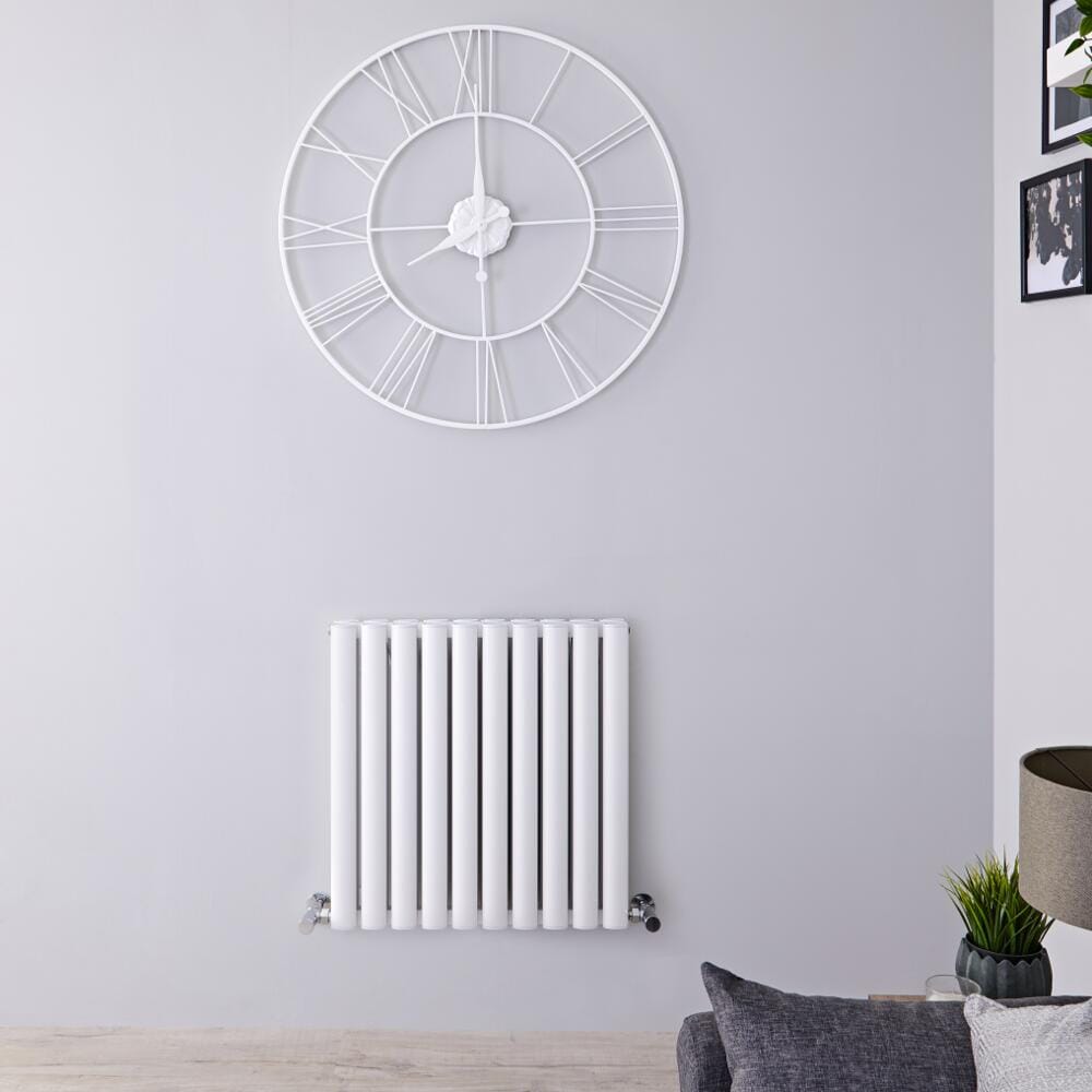 Radiatore di Design Orizzontale Doppio - Alluminio - Bianco - 600mm x 590mm - Revive Air