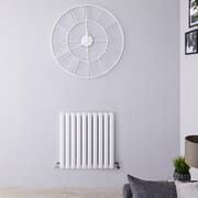 Radiatore di Design Orizzontale Doppio - Alluminio - Bianco - 600mm x 590mm - Revive Air