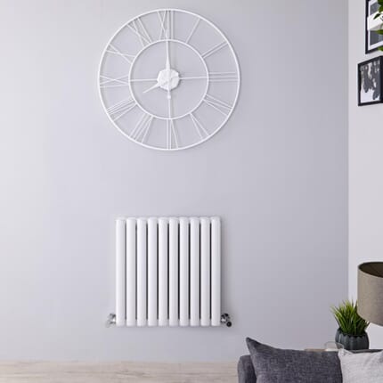 Radiatore di Design Orizzontale Doppio - Alluminio - Bianco - 600mm x 590mm - Revive Air