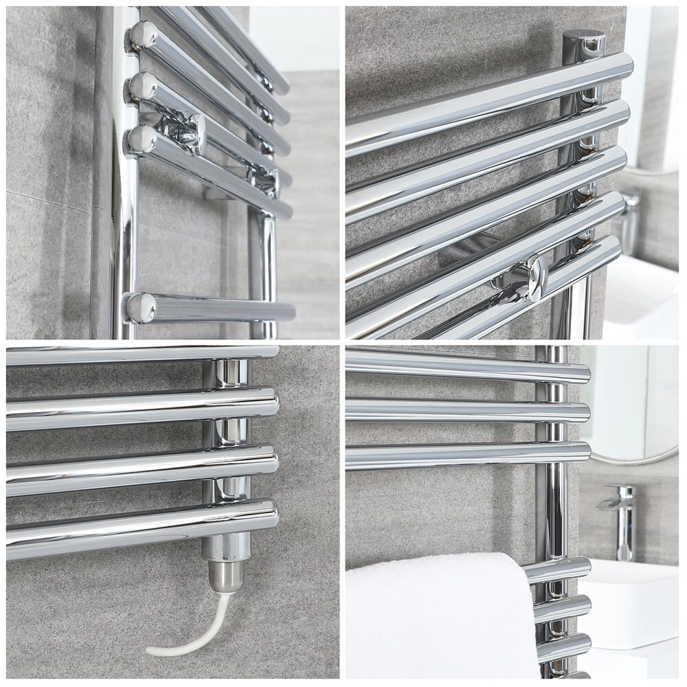 Scaldasalviette Elettrico Piatto Cromato - Diverse Misure ed Elementi Riscaldanti Disponibili - Arno