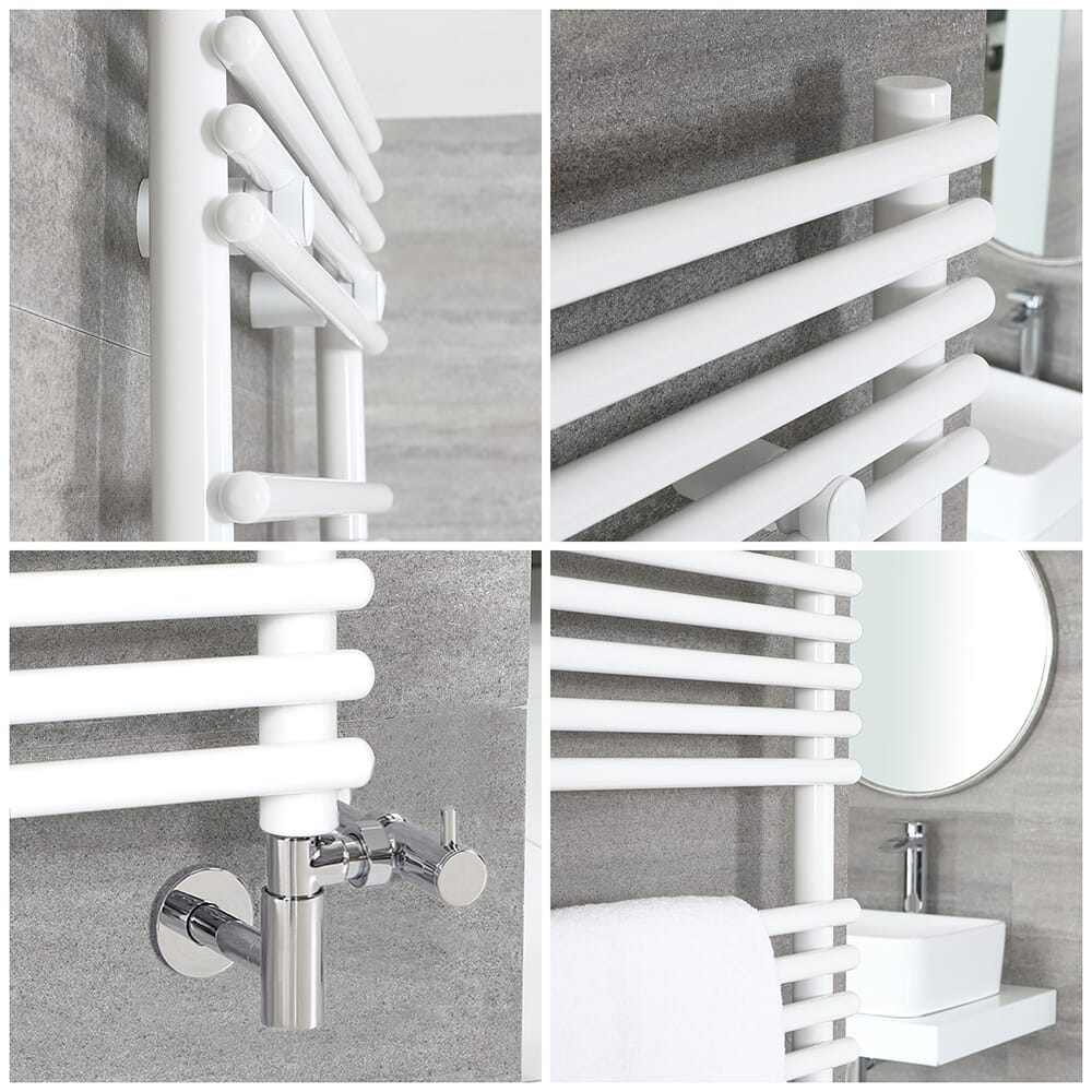 Scaldasalviette Misto Bianco  - 1738mm x 600mm - incl. 1200 Watt Elemento Riscaldante, Raccordo a T e Valvole -Arno