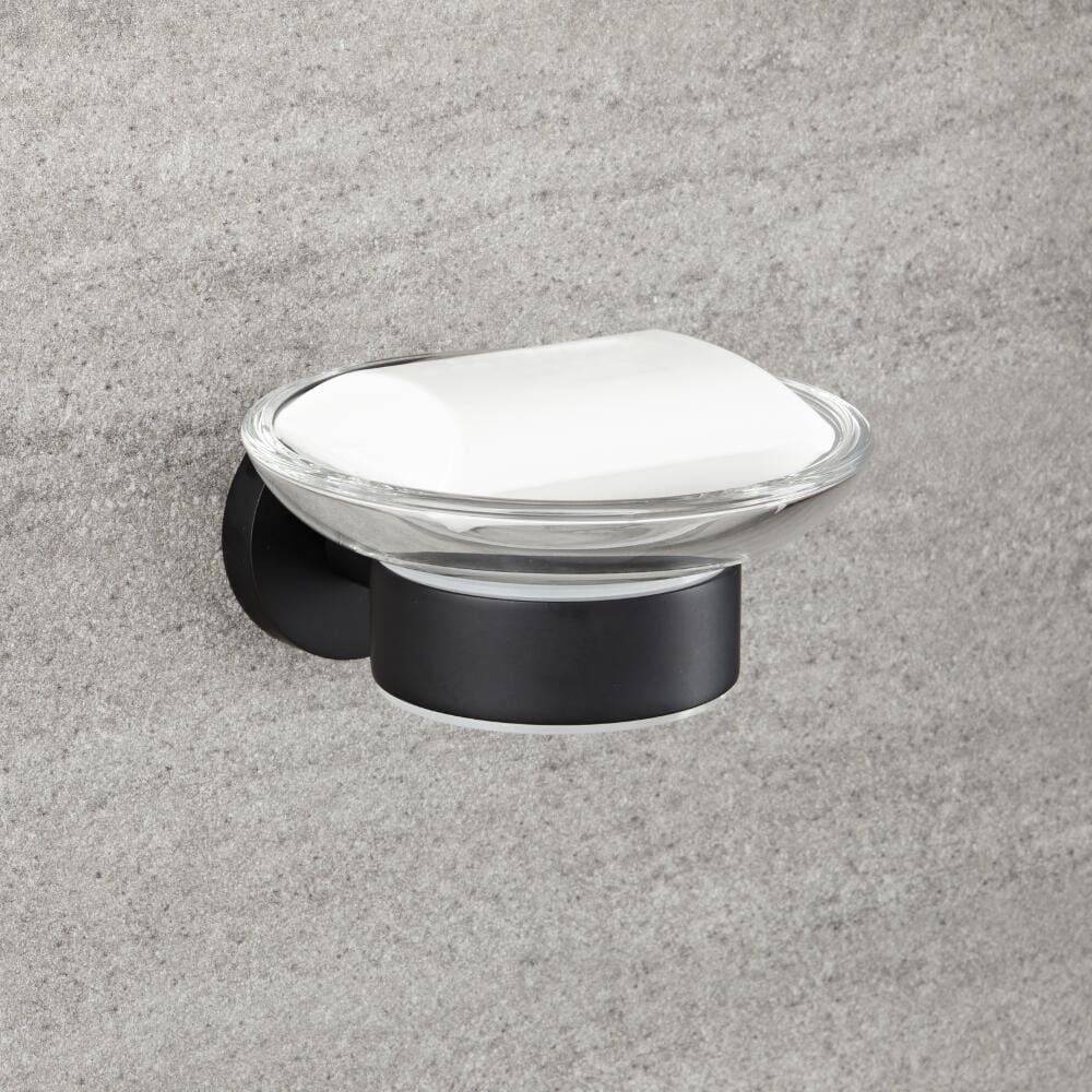 Portasapone con Supporto Murale da Parete Nero Opaco - Nox