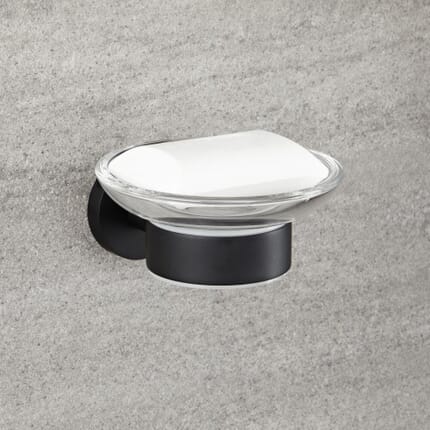 Portasapone con Supporto Murale da Parete Nero Opaco - Nox