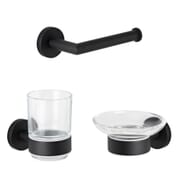 Set Accessori Bagno Completo di 3 Pezzi Finitura Nera Opaca - Nox