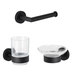 Set Accessori Bagno Completo di 3 Pezzi Finitura Nera Opaca - Nox