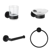 Set Accessori Bagno Completo di 4 Pezzi Finitura Nera Opaca - Nox