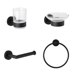 Set Accessori Bagno Completo di 4 Pezzi Finitura Nera Opaca - Nox