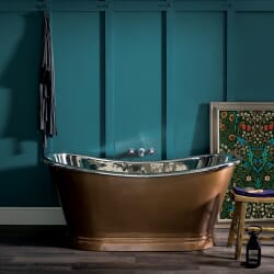 Vasca da Bagno a Doppia Estremità - Esterno in Rame Antico/Interno in Nichel - Scelta di Dimensioni - Sienna