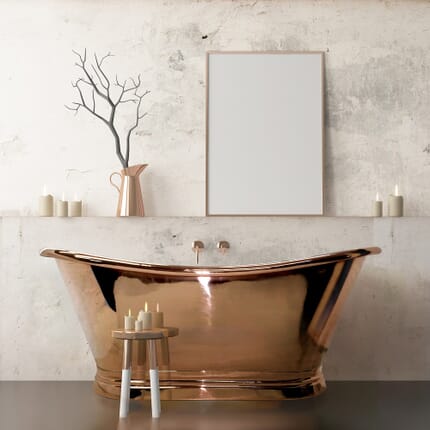 Vasca da Bagno a Doppia Estremità - Interno ed Esterno in Rame - Scelta di Dimensioni - Sienna