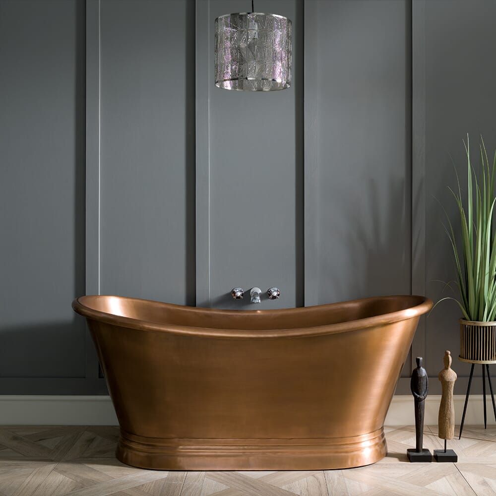 Vasca da Bagno a Doppia Estremità - Interno ed Esterno in Rame Antico - Scelta di Dimensioni - Sienna