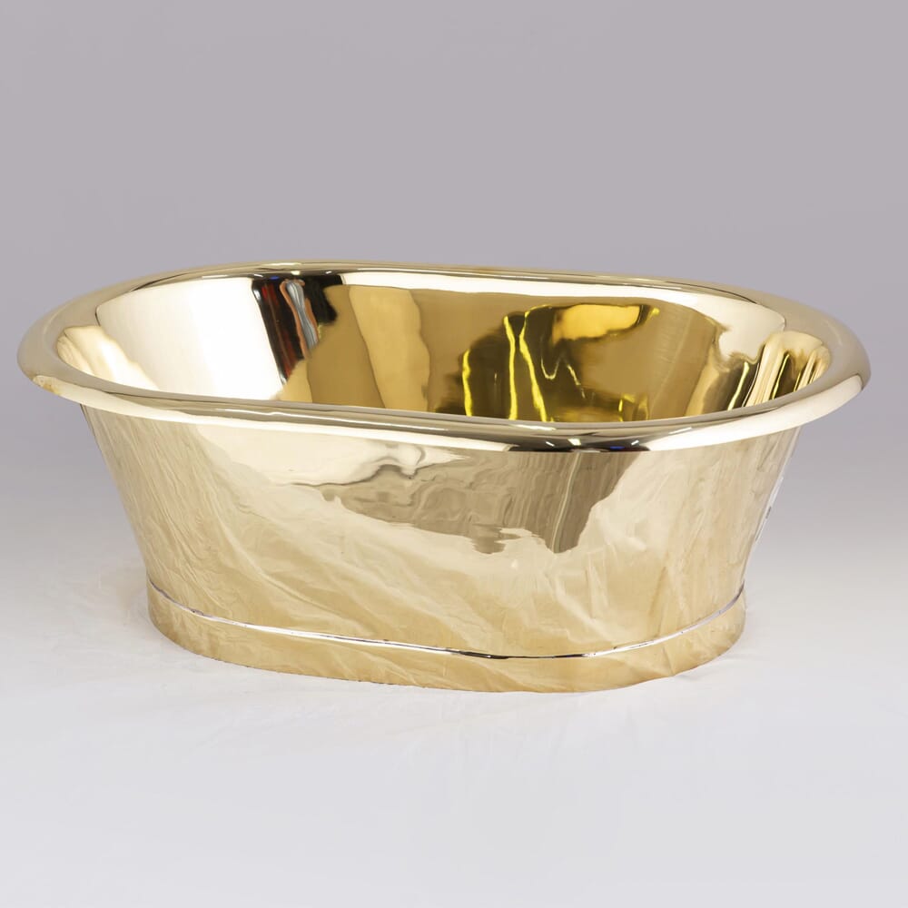 Lavabo da Appoggio in Rame in Stile Retrò -  530mm x 345mm x 180mm (Senza Fori per il Rubinetto) - Ottone
