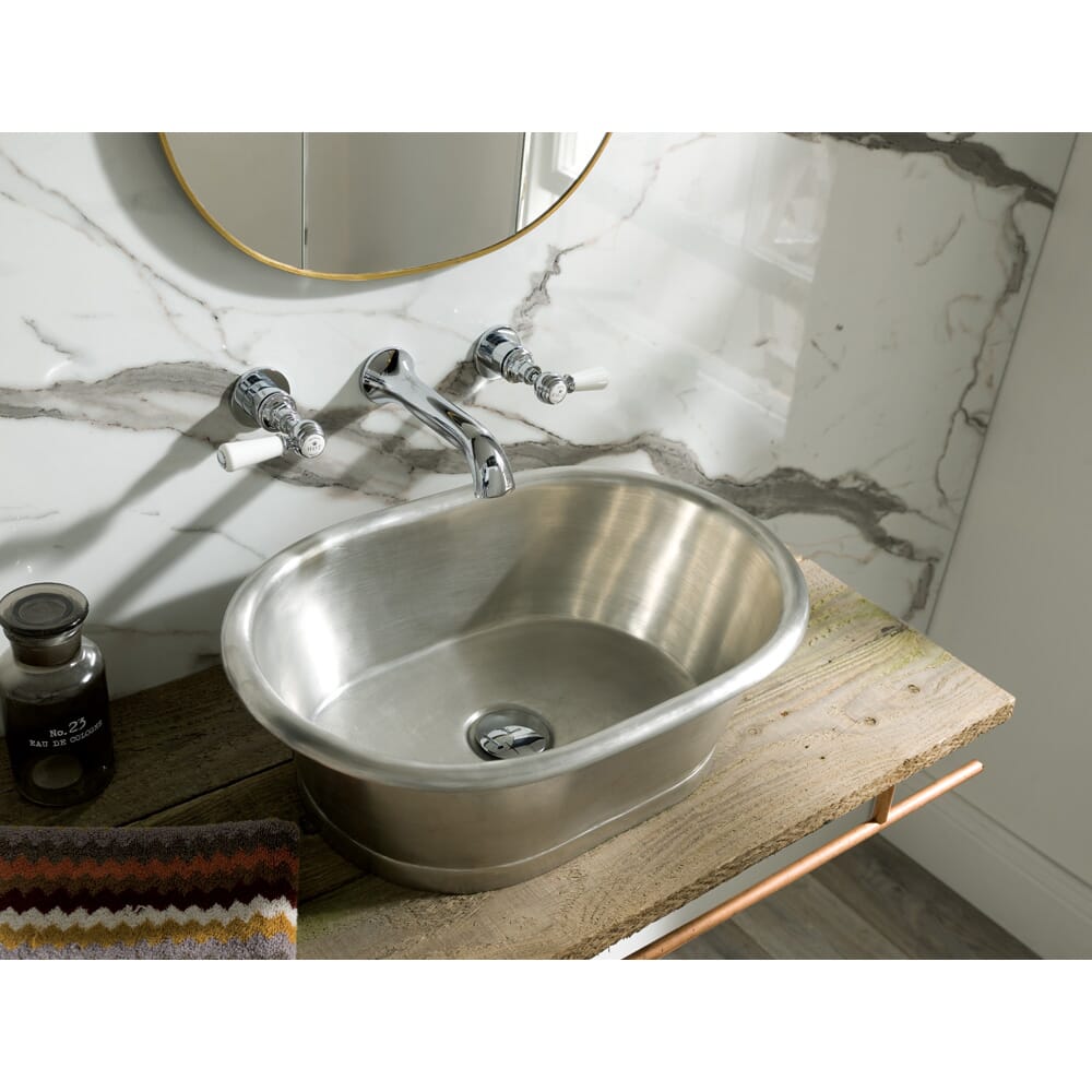 Lavabo da Appoggio in Rame in Stile Retrò -  530mm x 345mm x 180mm - (Senza Fori per il Rubinetto) - Lattina