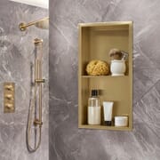 Nicchia Doccia a Muro per Bagno - 340mm x 640mm - Rettangolare con Mensola Portaoggetti - Scelta di Finiture