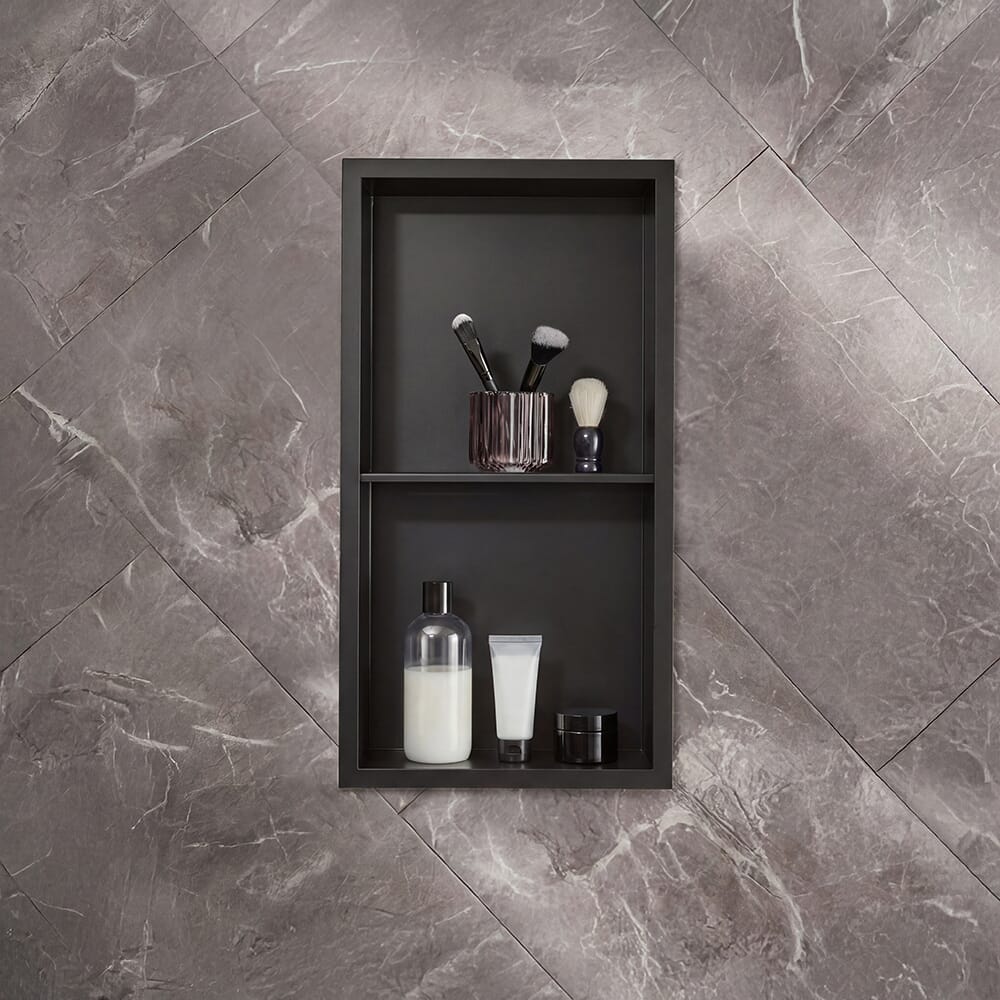 Nicchia Doccia a Muro per Bagno - 340mm x 640mm - Rettangolare con Mensola Portaoggetti - Scelta di Finiture