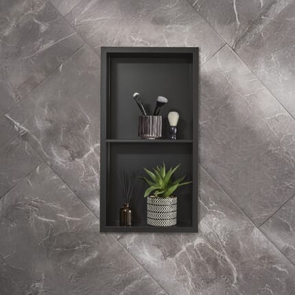 Nicchia Doccia a Muro per Bagno - 340mm x 640mm - Rettangolare con Mensola Portaoggetti - Scelta di Finiture