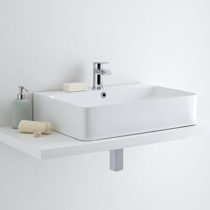 Lavabo Bagno da Appoggio in Ceramica Rettangolare 600x420mm - Exton