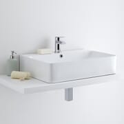 Lavabo Bagno da Appoggio in Ceramica Rettangolare 600mm x 420mm con Rubinetto Miscelatore - Exton
