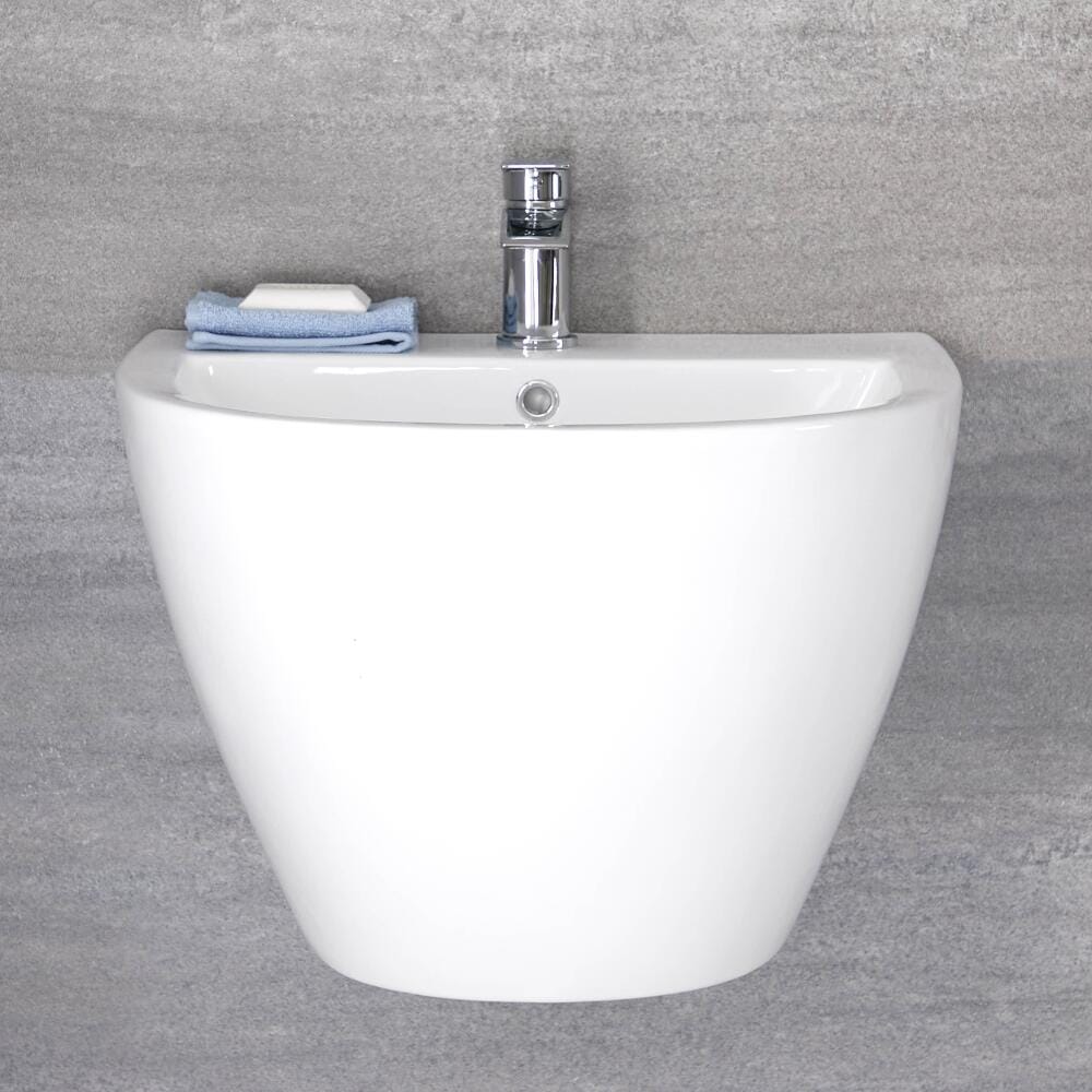 Lavabo Sospeso Moderno Monoforo 530mm x 440mm Ceramica Bianca - Ashbury
