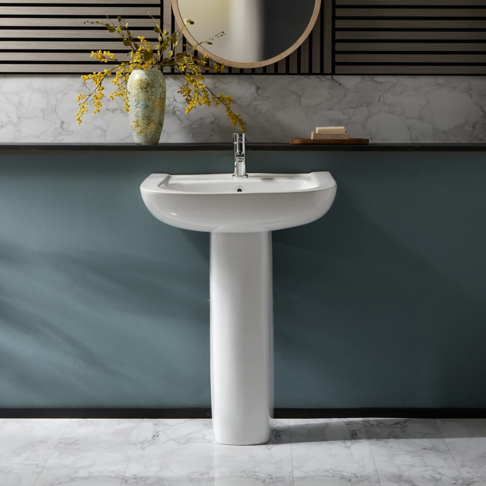 Lavabo Moderno su Colonna da 600mm- (1 foro per la Rubinetteria) - Milton