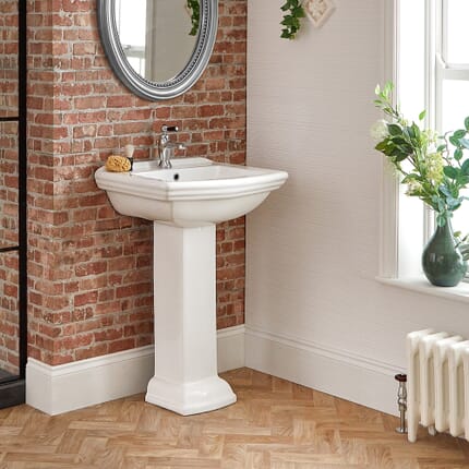 Lavabo Monoforo Tradizionale su Colonna - 605mm - Chester