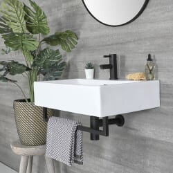 Lavabo Bagno Sospeso Rettangolare con Portasalviette - Diverse Misure e Finiture Disponibili - Sandford