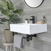 Lavabo Bagno Sospeso Rettangolare con Portasalviette - Diverse Misure e Finiture Disponibili - Sandford