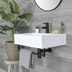 Lavabo Bagno Sospeso Rettangolare con Portasalviette - Diverse Misure e Finiture Disponibili - Sandford