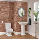 Set Bagno Tradizionale con Lavabo su Colonna a 2 Fori, Sanitario con Cassetta e Copriwater - Chester