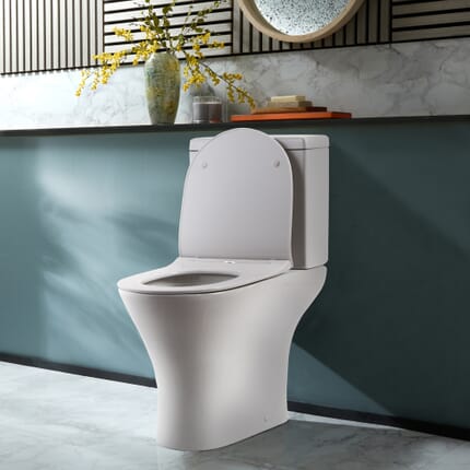 Sanitario Moderno Monoblocco con Sedile con Chiusura Ammortizzata - Scelta della Finitura del Pulsante di Scarico - Marbury