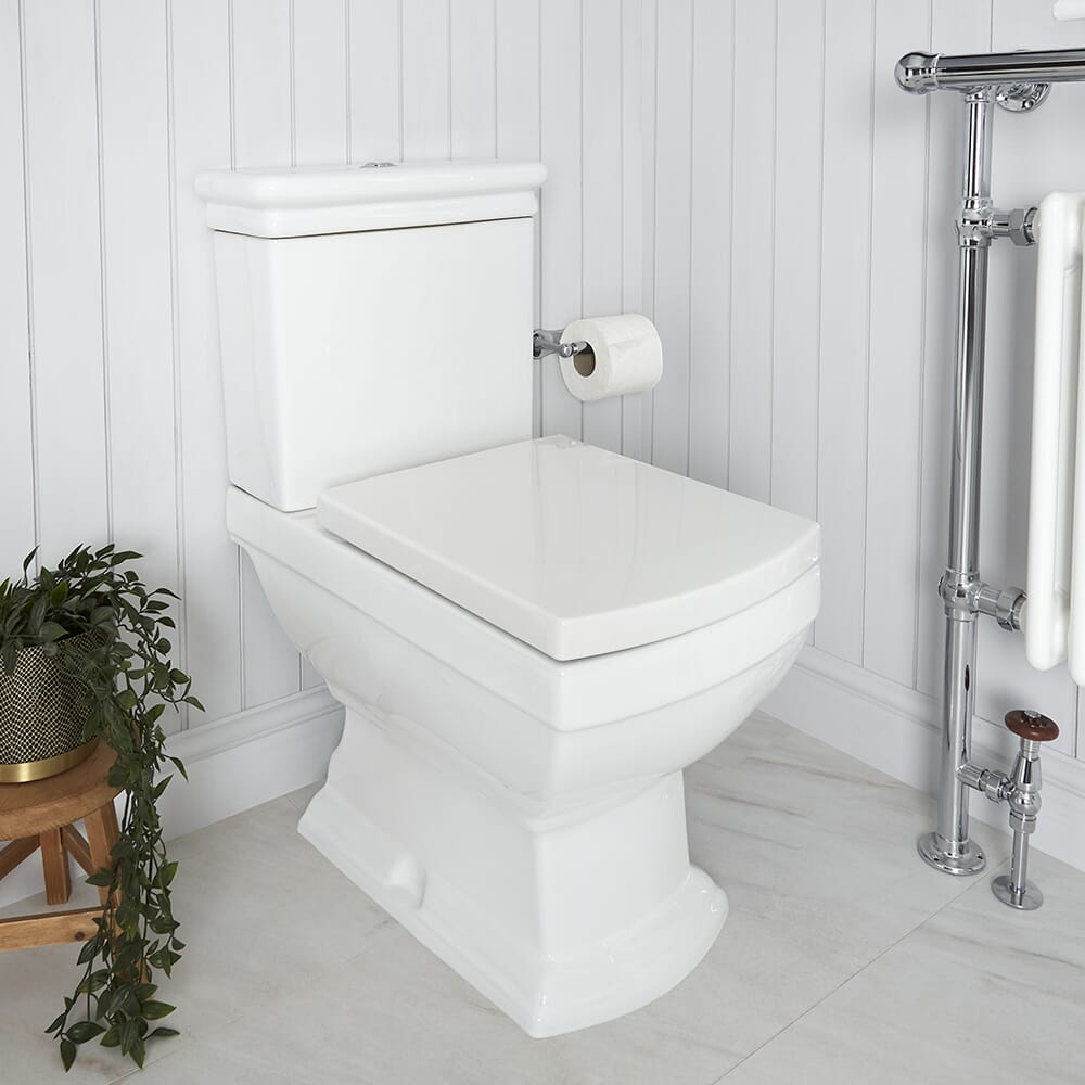 Hudson Reed Milton Sanitario WC Quadrato Sospeso con Sedile Copri Water Soft-Close 350 x 345 x 500 mm 