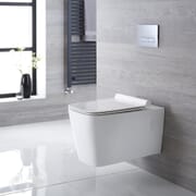 Sanitario Bagno WC Quadrato Sospeso 330x350x570mm con Sedile Copri WC Soft Close -  Sandford
