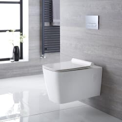 Sanitario Bagno WC Quadrato Sospeso 330x350x570mm con Sedile Copri WC Soft Close - Sandford