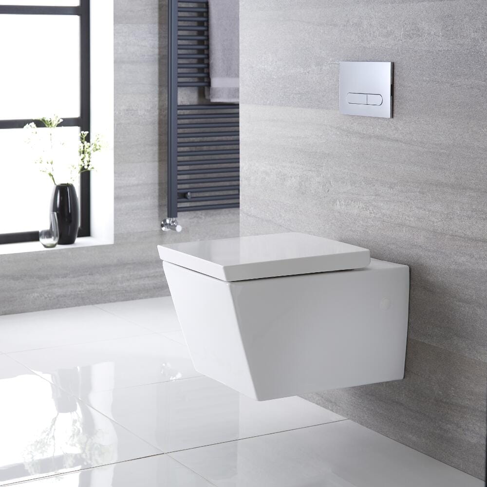 Sanitario Bagno WC Quadrato Sospeso 310x360x560mm con Sedile Copri WC Soft Close - Halwell