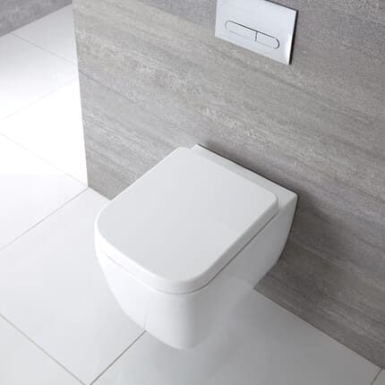 Sanitario Bagno WC Quadrato Sospeso 300x350x510mm con Sedile Copri Wc Soft Close - Milton