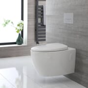 Sanitario Bagno WC Ovale Sospeso Rimless 340x380x570mm con Sedile Copri WC Soft Close - Kenton