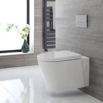 Sanitario Bagno WC Ovale Sospeso 340x350x560mm con Sedile Copri WC Soft Close - Alswear