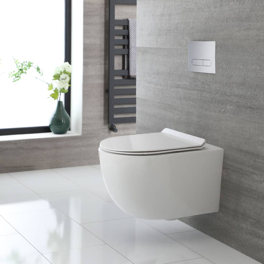 Sanitario WC Sospeso Rotondo con Sedile WC - Design Senza Brida - Otterton