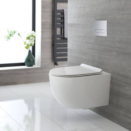 Sanitario WC Sospeso Rotondo con Sedile WC - Design Senza Brida - Otterton