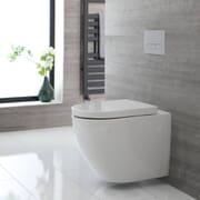 Sanitario Bagno WC Ovale Sospeso Rimless 390x360x550mm con Sedile Copri WC Soft Close -  Ashbury